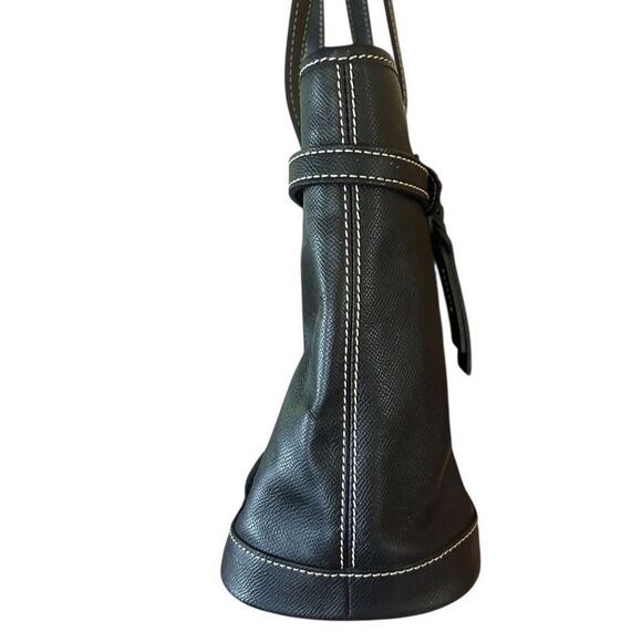 VINTAGE  Y2K DOONEY  & BOURKE BLACK LEATHER LARGE SHOULDER TOTE LOCK - Picture 5 of 11